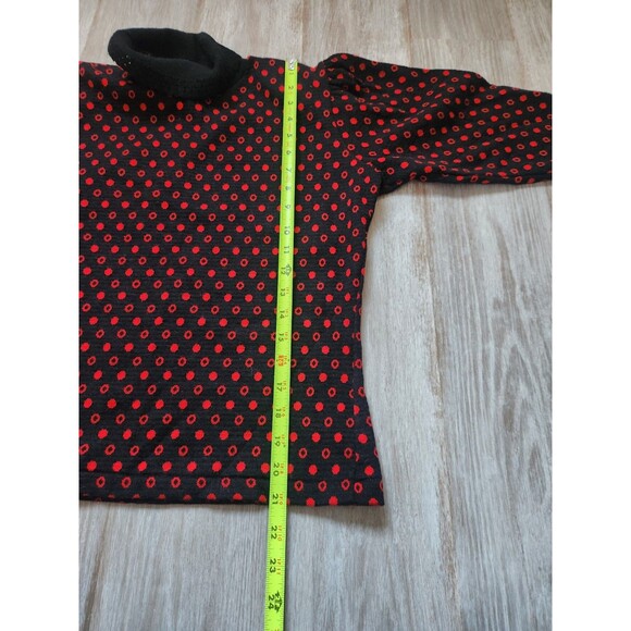 VTG Bobbie Brooks Knit Turtleneck Sweater Black Red Polka Dot 3/4 Sleeve Sz S - Picture 8 of 9